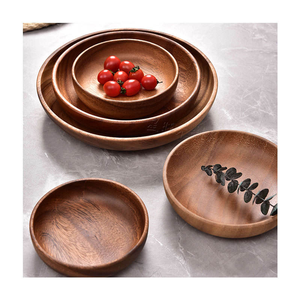 Platos de Madera Hechos a Mano con Madera de Acacia, Vajilla Versátil, para Cena, Almuerzo, Desayuno - Product Image 1
