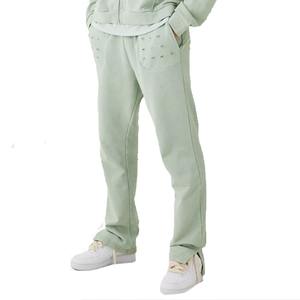 Vente en gros 100% coton survêtement léger à fermeture éclair pour hommes hiver logo personnalisé délavé à capuche pantalon de survêtement zippé - Product Image 4