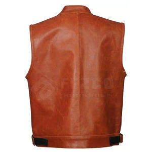 Gilet en cuir décontracté pour homme, coupe ajustée, hiver, sur mesure, respirant, en cuir de vache, vêtements d'extérieur fabriqués au Pakistan - Product Image 3