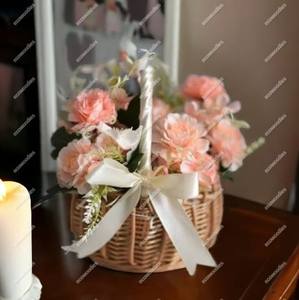 Cesta de flores de mimbre rústico Natural de nueva moda para el hogar, boda, fiesta, Festival, decoración de Navidad, cesta de flores de ratán - Product Image 5