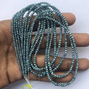 Cuentas de piedras preciosas Rondelle facetadas de Diamante Azul Natural de 2mm y 3mm, precio al por mayor para la venta del fabricante, compre ahora en línea - Product Image 2