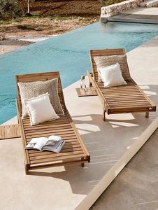 Tumbona de Madera de Teca para Exteriores, Silla de Playa, Reposera para Piscina, Asiento de Patio, Muebles Personalizados para Hotel o Villa - Product Image 1