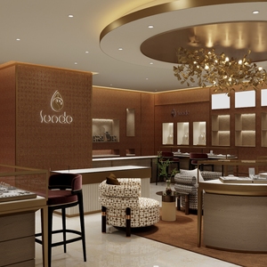 高級ジュエリーショップのショールームディスプレイカウンター、LEDバックライト付きガラス、豪華なジュエリーショップの特注家具 - Product Image 2