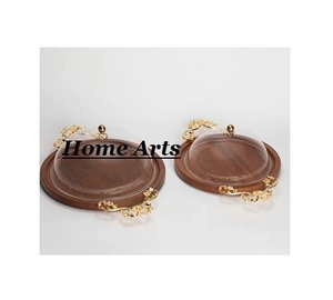 Bandeja de postre martillado de acero inoxidable de Color plateado de la mejor calidad con cubierta acrílica Bandeja para servir alimentos para el hogar - Product Image 3