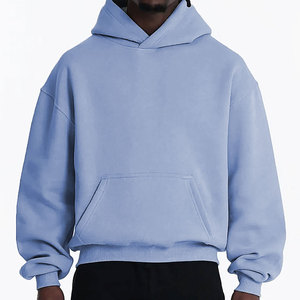 Sweat à capuche court en coton éponge 100% avec logo personnalisé pour hommes, Streetwear épais de 400gsm, pull d'automne sans ficelle - Product Image 4