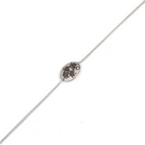 Pulsera de Cadena con Patrón de Hojas en Oro Blanco de 14K y Plata de Ley 925 con Diamantes y Perlas, Bañada en Rodio, Estilo Religioso - Product Image 3