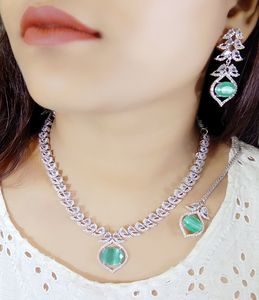 Conjunto de collar nupcial con pendientes, joyería india para mujer, piedras AD de alta calidad para boda y fiesta, joyería para mujer - Product Image 5