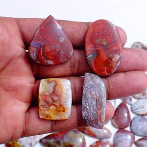 Vente en gros d'agate naturelle folle en dentelle Cabochon de pierres précieuses en vrac Fabrication de bijoux en quartz Pierres précieuses en vrac - Product Image 3