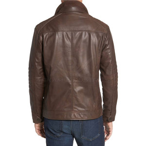Veste en cuir pour homme, style décontracté, col montant, fermeture éclair, dernière collection hiver, vente en gros directe usine - Product Image 3