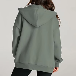 Logo personnalisé motif femmes sweats respirant doux décontracté simple fermeture éclair cordon sweats à capuche veste - Product Image 6