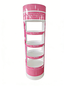 Exhibidor de Cosméticos Cilíndrico de Metal, <span class=keywords><strong>4</strong></span> Niveles, Redondo, Color Rosa, Estante de Exhibición de Maquillaje de un Solo Lado, para Tiendas Minoristas - Product Image 4