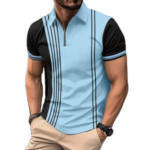 Top informal de verano para hombre, cómoda Camiseta de manga corta para POLO, 100% de algodón, patrón sólido, estampado, botones de solapa, diseño de retazos - Product Image 1
