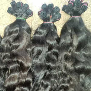 Venta al por mayor pre-consolidado tejido extensiones de cabello humano virgen natural Remy indio de la India rizado y ondulado 100g vendedor completo - Product Image 1