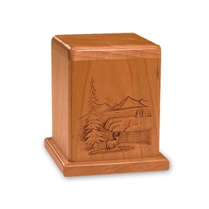 Urnas de cremación de madera de alta calidad para cenizas Urna funeraria de madera CNC para adultos Urnas conmemorativas artesanales hechas en Vietnam - Product Image 4