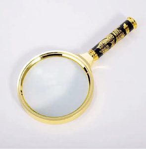 Elegante lupa de metal chapado en plata antigua con mango acanalado, sofisticada, disponible a precios al por mayor. - Product Image 5