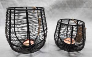 โคมไฟเหล็กเคลือบผงสีดำ/ สีทองทำด้วยมือขนาดเล็กไม่ซ้ำใครตกแต่งบ้านที่วางเทียนโลหะ - Product Image 2