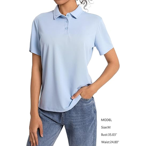 เสื้อกอล์ฟคอวีผ้าฝ้ายแท้สำหรับผู้หญิงเสื้อโปโลเสื้อครอปถักลาย - Product Image 4