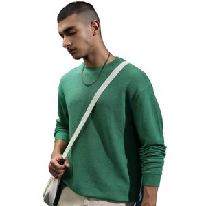 Pull-over tricoté 100% coton à la mode pour hommes Design simple Confortable et surdimensionné pour toutes les saisons Logo avant - Product Image 2