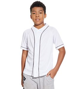 Uniforme de sport pour enfants Maillot de baseball boutonné solide Haut court avec motif rayé Anti-boulochage pour garçons filles Softball - Product Image 5