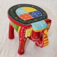 Tabouret éléphant en bois fabriqué à la main-Table d'appoint décorative traditionnelle peinte à la main meubles de console en incrustation d'os pour la maison, la chambre