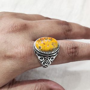 Anillo de plata esterlina 925 con diseño otomano para hombre al por mayor, piedra preciosa natural de jaspe de abejorro, aniversario, joyería de estilo árabe - Product Image 1