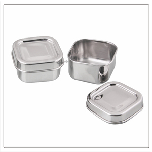 Thiết Kế Cổ Điển Nhỏ Bằng Thép Không Gỉ Vuông Dip <span class=keywords><strong>Container</strong></span> Tươi INS Phong Cách Thực Phẩm Cấp Kim Loại Trường Trẻ em' Nước Sốt Lưu Trữ Hộp Thùng - Product Image 2