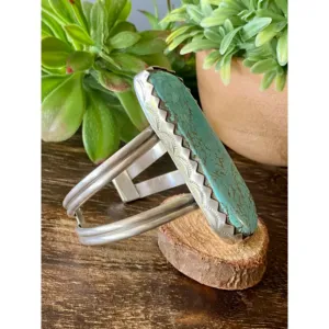 Bracelet manchette en argent sterling 925 Danny Turquoise, taille 8, bijoux de mode, argent sterling 925 pur, pierre précieuse naturelle - Product Image 3