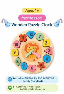 Premium Quality Colorful Wooden Clock <b>Educational</b> & Time-Teaching <b>Toy</b> 12+ Months - Product Image 2