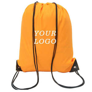 Sac à dos en polyester de qualité supérieure avec cordon de serrage, couleur noire, sac de sport de voyage en tissu avec logo personnalisé imprimé - Product Image 3