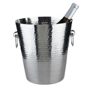 Classic Style Metal Handle Stainless Steel Ice Bucket <b>Hammered</b> Design Beverage Beer Wine Chiller Tub Wholesale Low Price Barware - Product Image 4