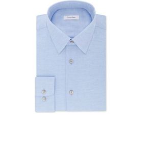 Camicia Classica da Uomo Calvin Klein in Cotone Navy Taglia 15.5X32X33 100% Cotone Elasticizzato Anti-Piega - Product Image 1