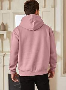Sweat-shirt à capuche rose pour homme, pull décontracté avec poche avant, confortable et élégant, tissu de haute qualité - Product Image 2