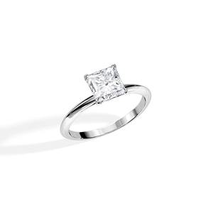 Anillo Solitario Minimalista con Diamante Cultivado en Laboratorio, Corte Princesa, en Plata de Ley 925, Certificado IGI, Bañado en Rodio, para Mujer - Product Image 3