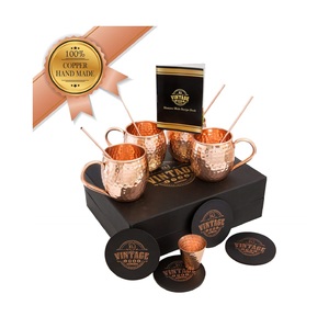 Inside Nickel Lining Hammered Copper Barrel Mugs & <b>Outside</b> Shine Nickle Modern Brass Handle for Hotel <b>Bar</b> Kitchen Use - Product Image 4