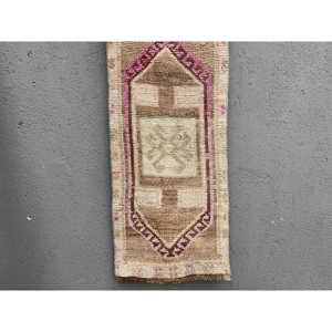 Turkish Small Rug 1.4x3.1 ft, Vintage <b>Brown</b> Ombr <b>Wool</b> Rug - Product Image 1