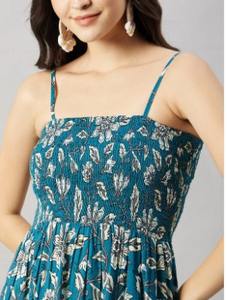 Robe indienne faite à la main en coton imprimé floral à la mode sans manches pour mariée cadeau de mariage respirant personnalisable - Product Image 4