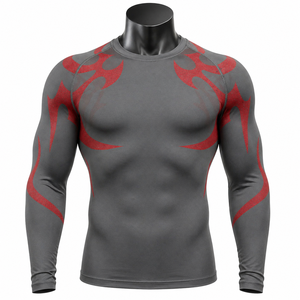 Sublimation Printed <b>Men</b>’s Long Sleeve Compression Shirt Graphic Gym Fitness Tight <b>Base</b> <b>Layer</b> Sportswear Custom OEM Wholesale - Product Image 1