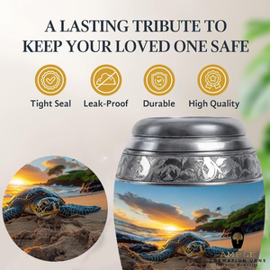 Urnas de cremación de aluminio hechas a mano Meena recubierto tamaños grandes y de recuerdo diseño de tortuga urnas de cremación - Product Image 6