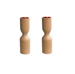 Portavelas artesanal de madera rústica con diseño único moderno/de mediados de siglo para velas de té de Navidad y Pascua y velas perfumadas - Product Image 1