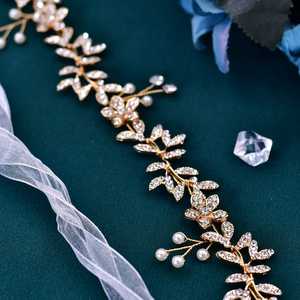 Bridella BHP89 Gold Rhinestone & <b>Pearl</b> <b>Headband</b>-Elegant Bridal Headwear with Comfortable Fit for Weddings & Formal Events - Product Image 5