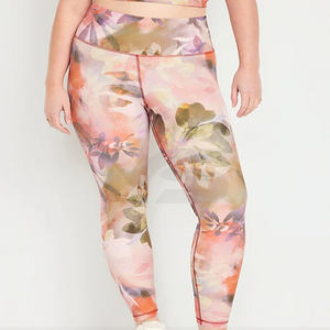 Venta caliente de las mujeres de tiro medio Spandex Crossover elástico Yoga Leggings sólido sublimación impresa para deportes gimnasio Fitness entrenamiento - Product Image 5