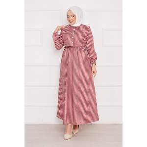 Vestido hiyab Bolero Borgoña a rayas - Product Image 2