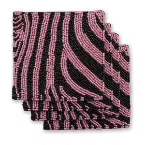 ที่รองแก้วประดับด้วยลูกปัดสีชมพูที่สวยงามแผ่นรองจานปักรูปผีเสื้อเพื่อปกปิดและปกป้องเครื่องดื่มของคุณ - Product Image 5