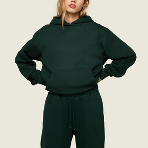 Chándal 100% de algodón de alta calidad para mujer, chándal de talla grande con logotipo impreso personalizado, chándal de Color sólido de talla grande para mujer - Product Image 3