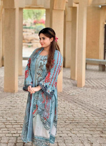 Robe imprimée en pur coton exclusivement conçue Broderie lourde Style ethnique Matériau en soie Patch unique Autres accessoires ethniques - Product Image 3