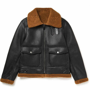 Veste en fourrure classique pour homme, style motard, imperméable, col à capuche, légère, décontractée, en cuir véritable, état neuf, pour homme - Product Image 3
