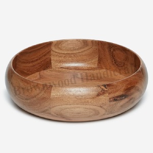 Cuenco de madera de acacia maciza seguro para alimentos Cuenco redondo hecho a mano para servir ensaladas Mesa de comedor Hogar Restaurantes y hoteles Uso - Product Image 5