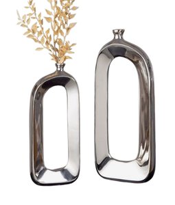 Florero de metal con acabado plateado Gran venta Decoración de fiesta de boda de estilo atractivo costero moderno - Product Image 6