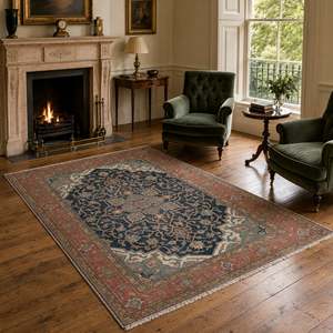 <b>Rug</b> Weavers RWK3041 Ladik Navy Traditional Washable <b>Rug</b> Dropshipping Wholesale Washable Chenille 10 Sizes - Product Image 2
