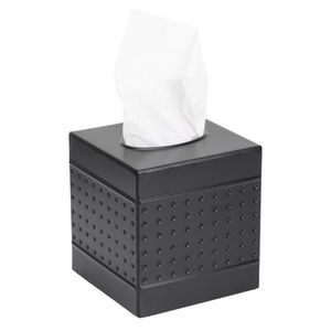 Boîte à mouchoirs en métal de luxe en gros, design géométrique à carreaux argentés, porte-serviettes rectangulaire, parfait pour la décoration intérieure - Product Image 4